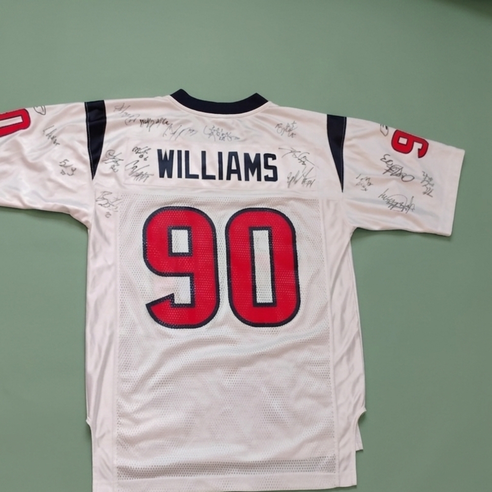 Autographed 'Williams' #90 White Football Jersey - Red & Navy Accents